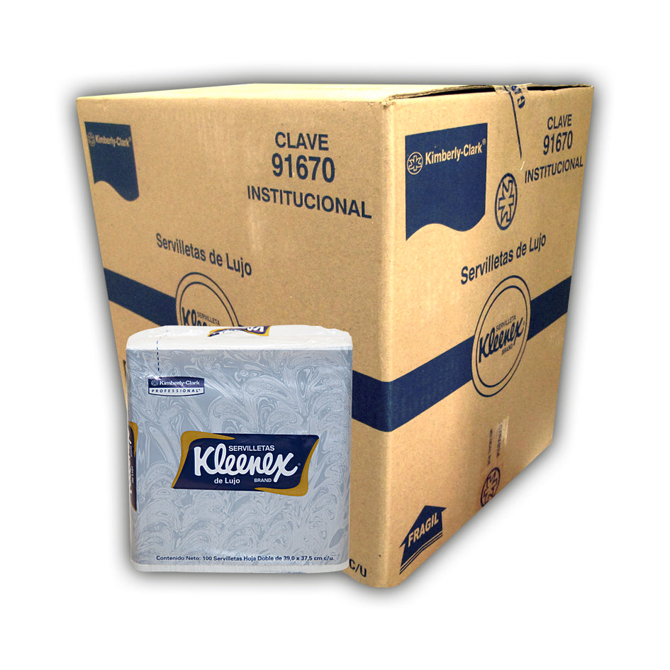 KLEENEX SERVILLETA DE LUJO KLEENEX 12 PAQUETES DE 100 PZ C/U