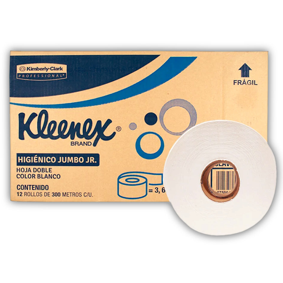 KLEENEX PAPEL HIG SR. 300 MTS 12 ROLLOS 9.5 CMS C/U GOFRADO