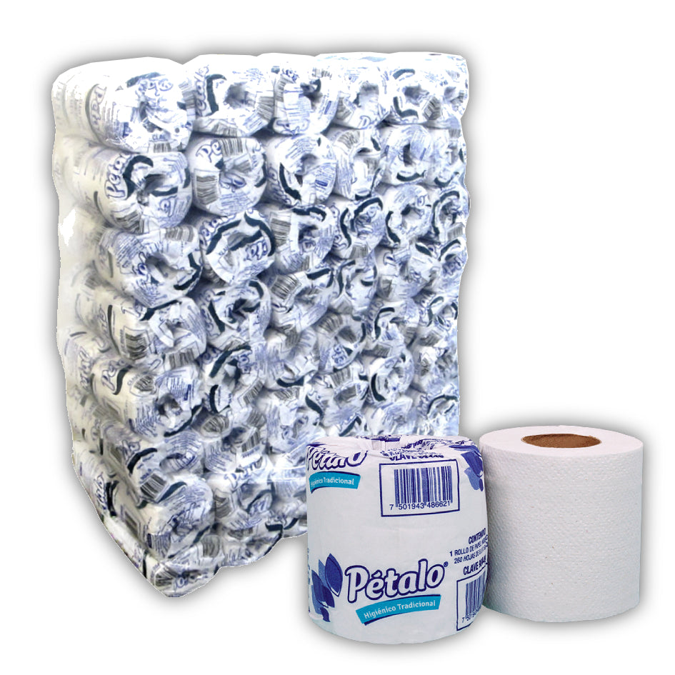 PETALO HIGIENICO TRADICIONAL 96 ROLLOS EMPACADO INDIVIDUAL 260 H/D X ROLLO Pétalo