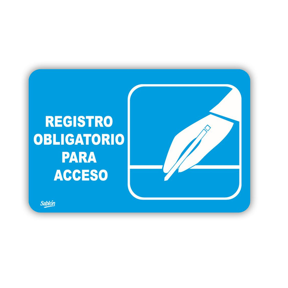 SEÑAL REGISTRO OBLIGATORIO PLACA AZUL IMPRESA EN BLANCO DE 22.8X15.2