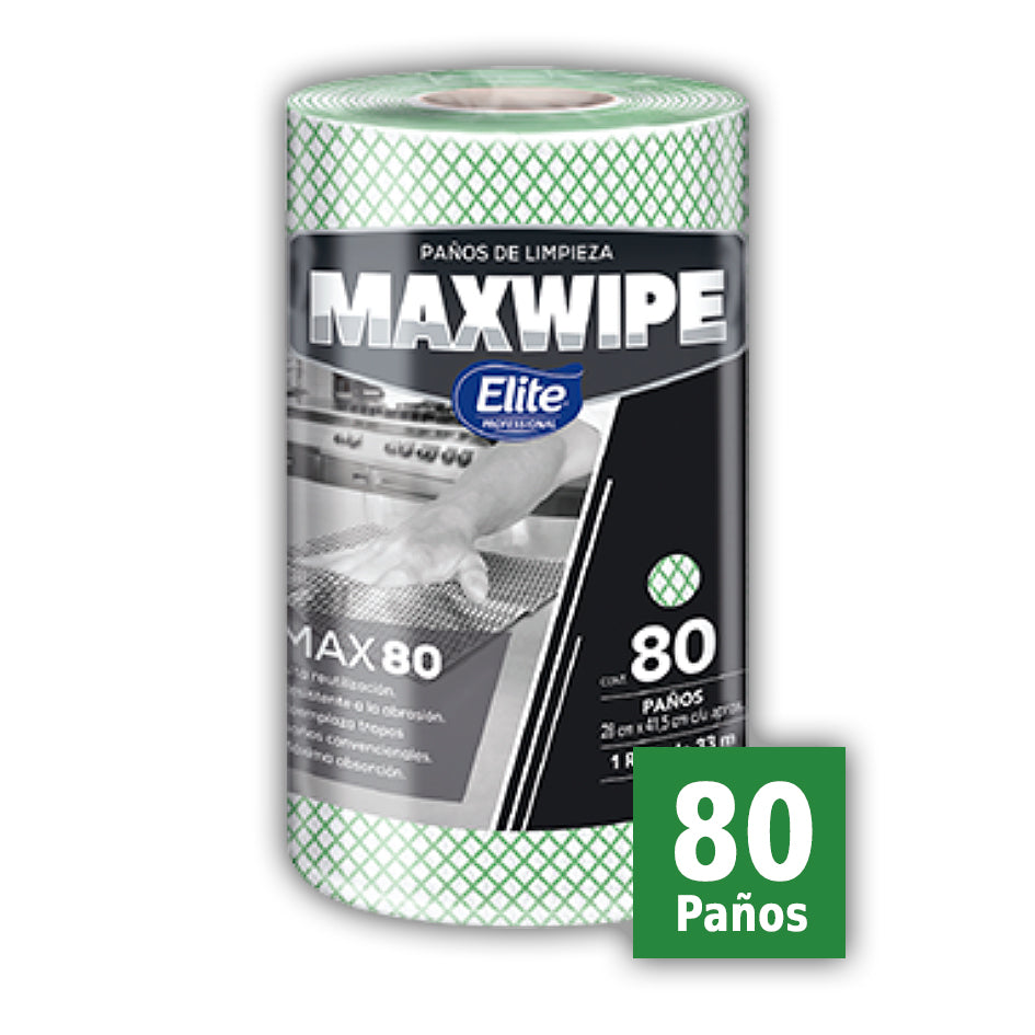 MAX WIPE ELITE VERDE MULTIUSOS 80 PAÑOS 41.5X28 cm MAX80 color