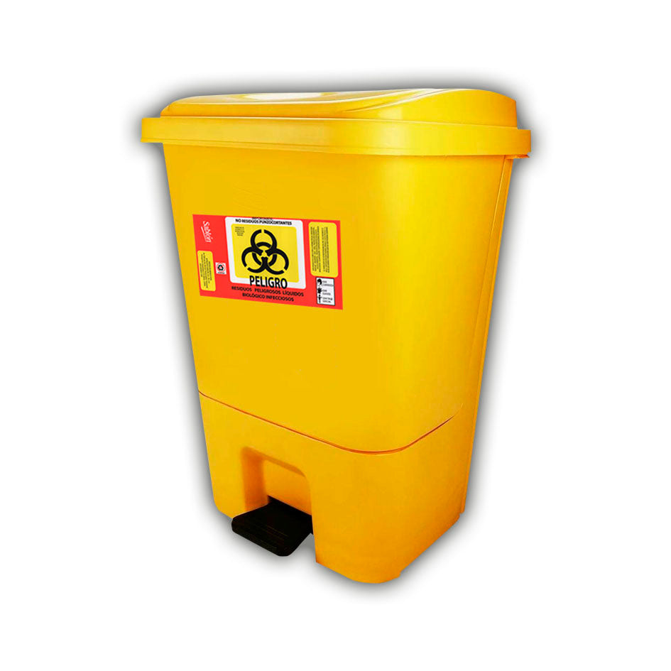 Cesto de pedal capacidad de 17 litros / 4.49 galones con tapa uso RPBI color Amarillo
