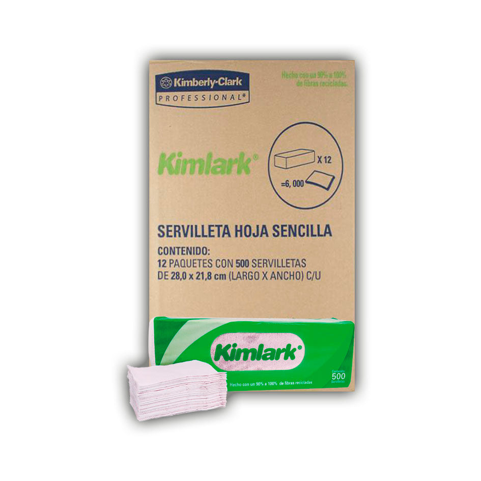 SERVILLETA TRADICIONAL KIMLARK CAJA C/12 PAQUETES DE 500 SER C/U.