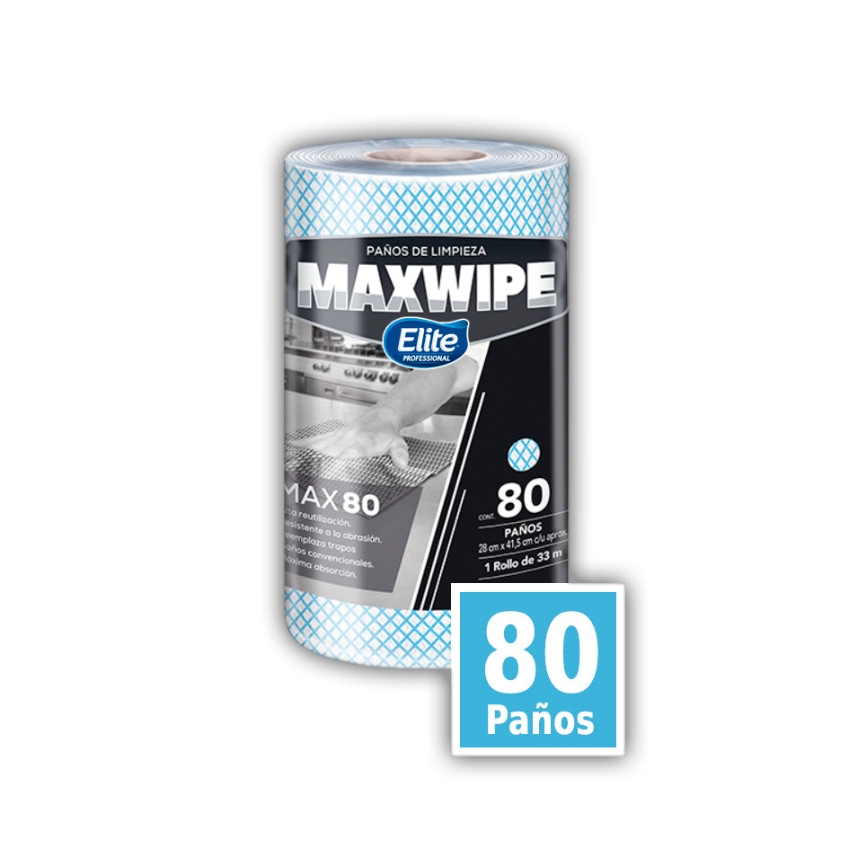 MAX WIPE ELITE AZUL MULTIUSOS 80 PAÑOS 41.5X28 cm MAX80 color
