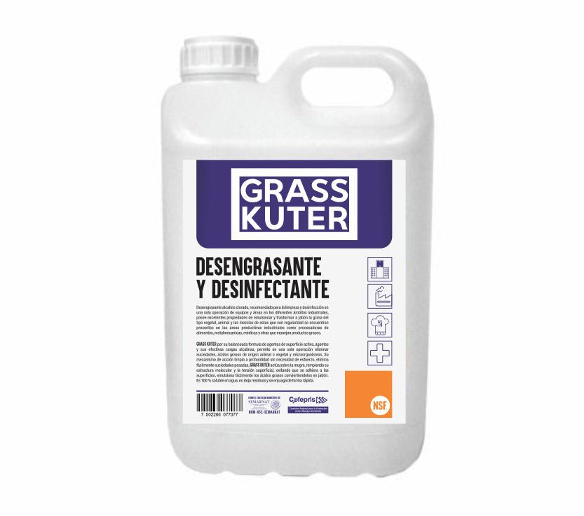DESENGRASANTE Y DESINFECTANTE GRASS KUTER CONTIENE 5 LTS PRODUCTO DE ALTO DESEMPEÑO