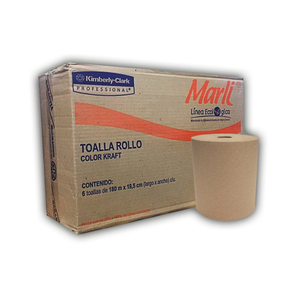 MARLI TOALLA EN ROLLO ECOLOGICA 6/ 180 MTS COLOR KRAFT USA 92276 – Siltecsa